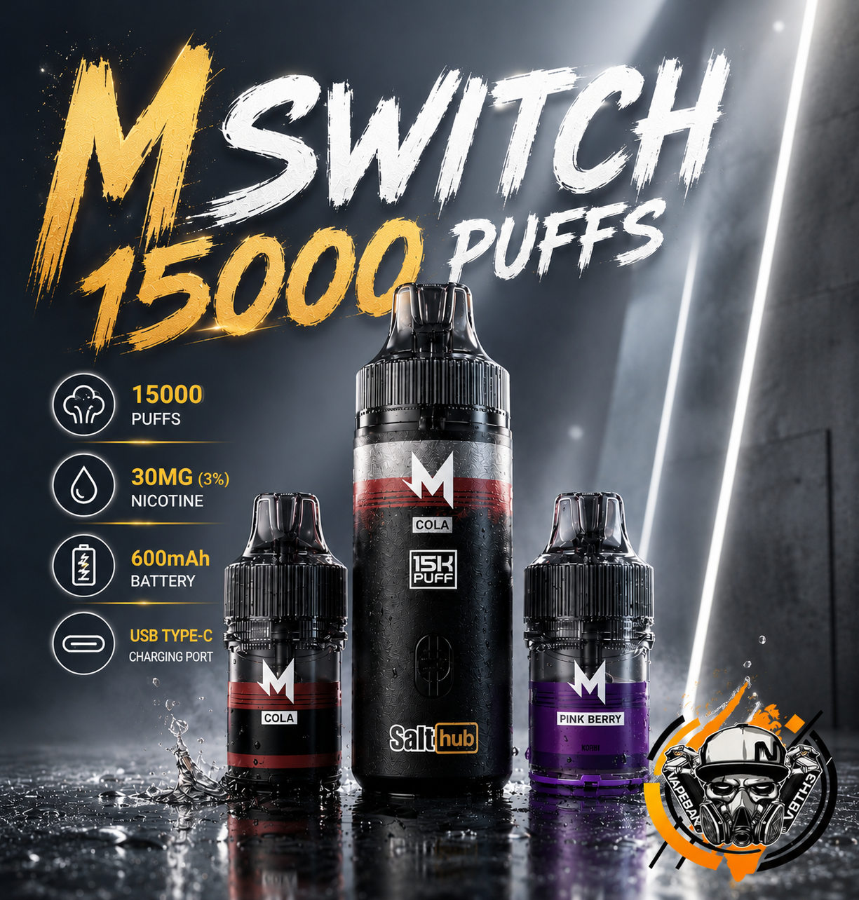 เครื่องพร้อมหัว M Switch Kit 15000 Puffs